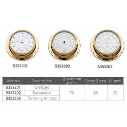 Termohygrometer ø mm.88 polert messing 2