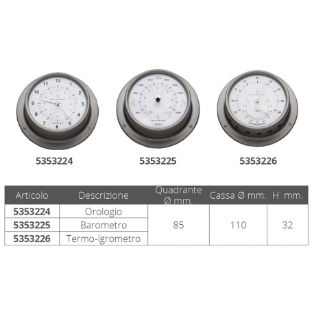 Termohygrometer ø mm.110 rustfritt stål