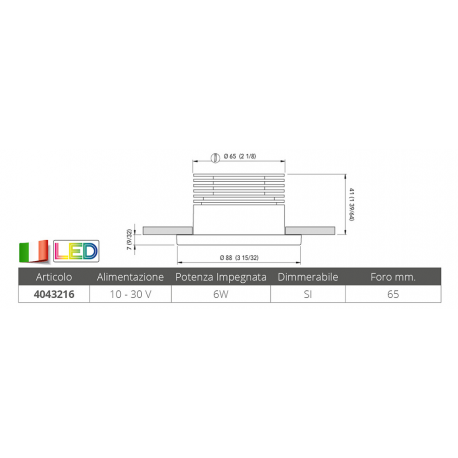 Faretto ad incasso chiara 6w