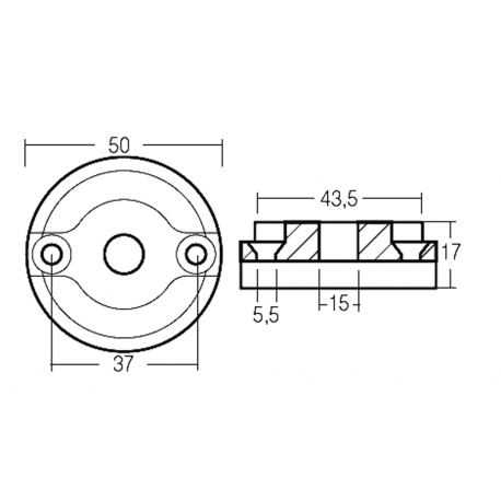 Platte für Bugstrahlruder Vetus kgf35/55