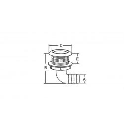 Desagüe de PVC por encima de la borda con conector de manguera - - curva de 90° 2