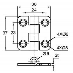 Bisagra con tapa mm.36x37 2