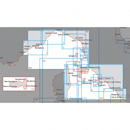 Carte marine - Mer Ligurienne et mer Tyrrhénienne Centre-Nord