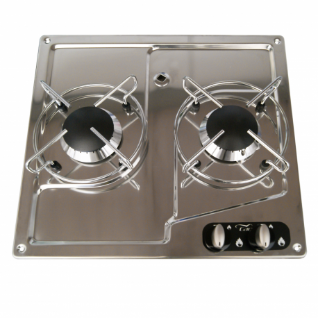 Plaque de cuisson à deux brûleurs en acier inoxydable - Can