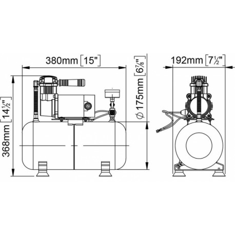 Kompakt M3 elektrisk kompressor med 8 liters tank