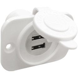 Witte dubbele USB-inbouwaansluiting