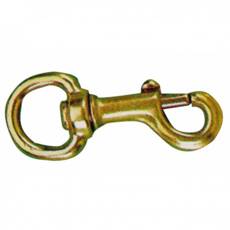 Polished brass snap hook - Swivel eye.