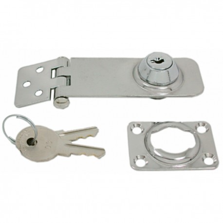 Stainless steel hinged closure with lock and key