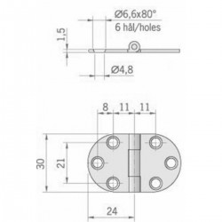 Bisagra pulida a espejo - pasador de Ø 6 mm. 2