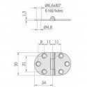 Mirror polished hinge - Ø 6 mm pin.