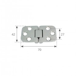 Bisagra de acero inoxidable aisi 316 con tope - Dimensiones 70 x 42 2