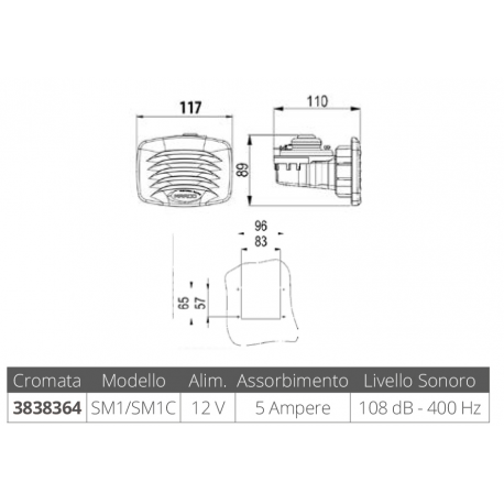 Elektromagnetische Hupe sm1c 12v