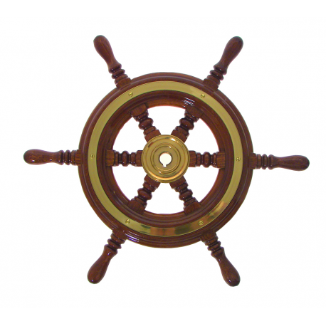 Roue de gouvernail avec manche en bois d'acajou - Savoretti