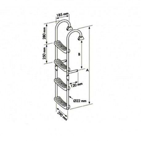 Folding ladder with AISI 316 stainless steel tube arms