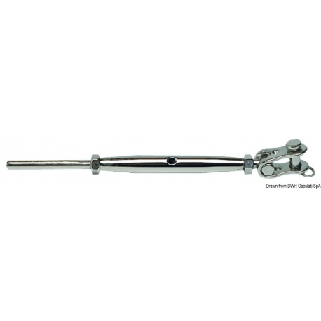 Tendeur avec fourche articulée et borne à enfoncer