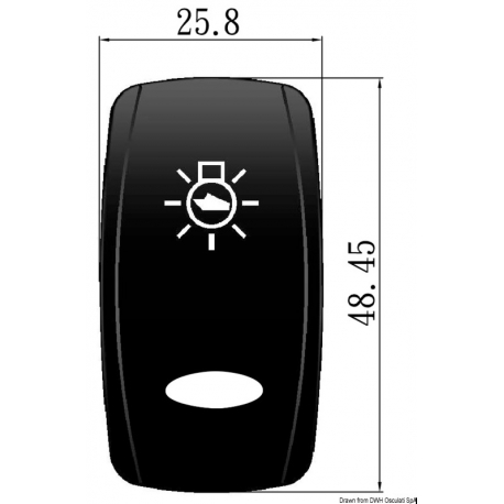 Simboli incisi a laser. Bascule OVAL per interruttori Marina TOP con simbologia illuminata