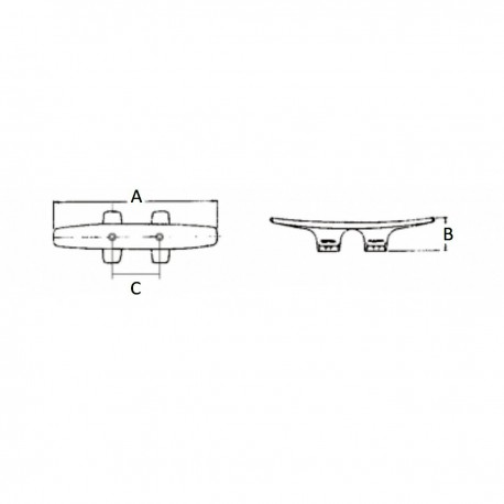 Cast and anodized aluminium cleats with through-bolt fastening