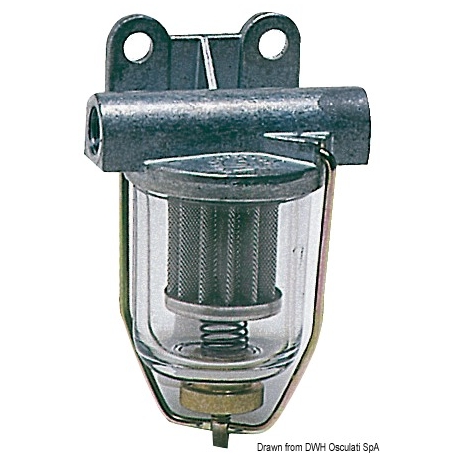 Filtro de combustible con recipiente de vidrio transparente