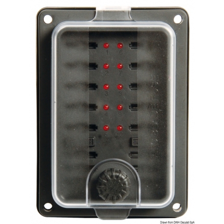 Caja de fusibles laminar semiencastrada e impermeable