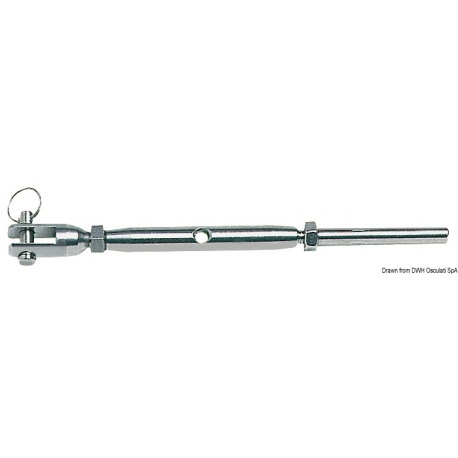 Tenditore tornito dalla barra con terminale a pressare su cavo inox