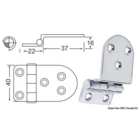 Cerniera a sbalzo 2 mm 20575