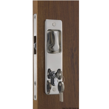 Serrure pour portes coulissantes avec poignées encastrées, clé YALE à l'extérieur, serrure à l'intérieur 22110