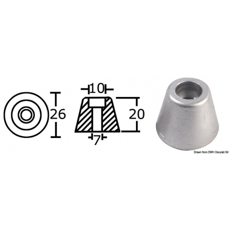 Anode de rechange pour hélice de proue/poupe pour Side-Power (Sleipner) 28261