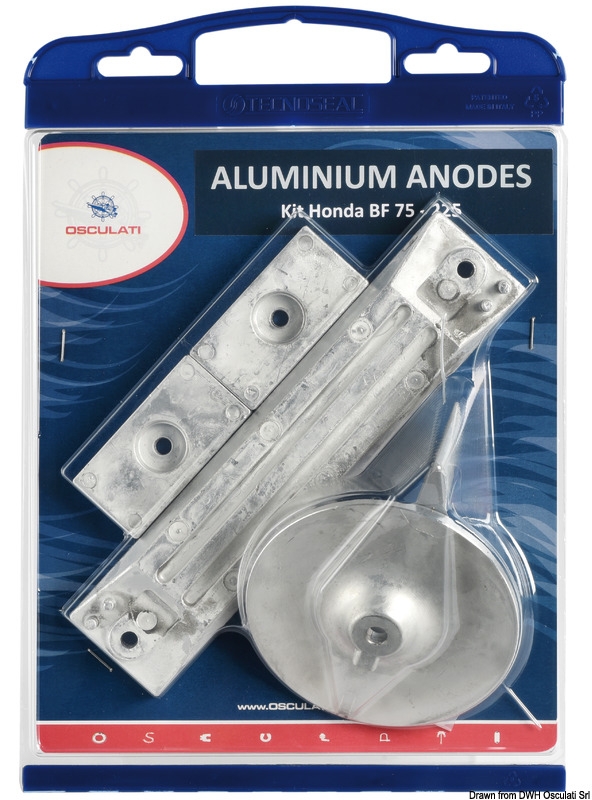 Kit anodi fuoribordo per Honda : Scegli il modello - Kit anodi fuoribordo alluminio Honda 75/225 Hp