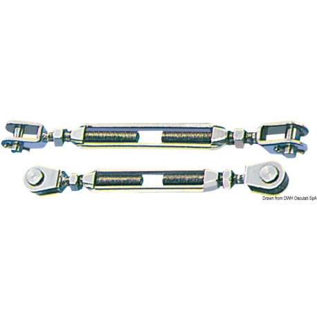 Turnbuckle with two fixed steel forks
