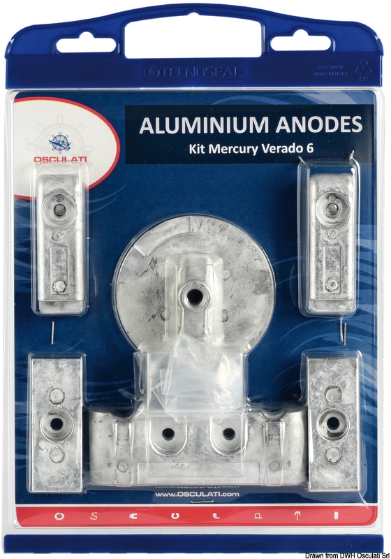 Kit anodi per Mercury : Scegli il modello - Kit anodi 8 pz Verado 6 zinco