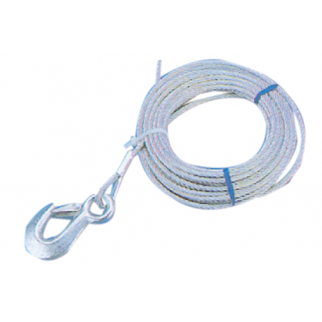 6 m steel cable, 5 mm diameter, with hook - Marine Town