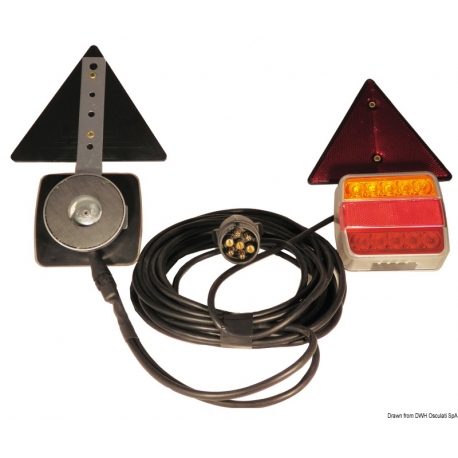 Kit fanali a LED triangolo e cavi con fissaggio magnetico 12/24 V