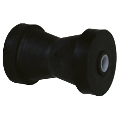 Einzelne Rolle 130 mm. Ø 85 mm. schwarz mit Ø 15 mm Loch.