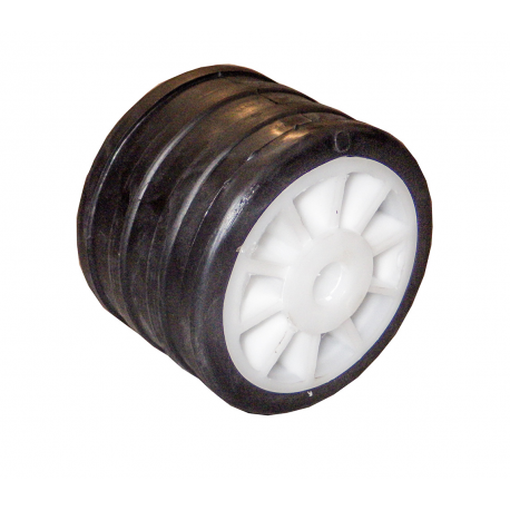 Einseitige Rolle 80 mm. Ø 105 mm. schwarz mit Ø 15 mm Loch.