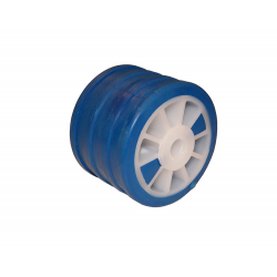 Enkelsidig rulle 80 mm. Ø 105 mm. Blå med Ø 15 mm hål.