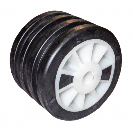 Rouleau latéral simple 110 mm. Ø 80 mm. noir avec trou de Ø 15 mm.