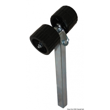 Bracket with 2 side tilting rollers Ø 100 mm.