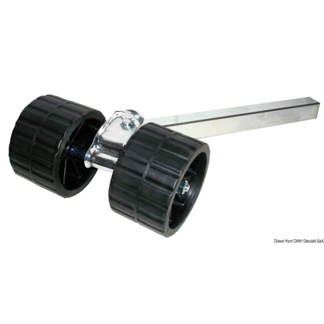 Soporte con 2 rodillos basculantes universales Ø 120 mm.