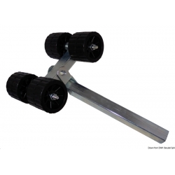 Soporte con 4 rodillos laterales basculantes Ø 100 mm.