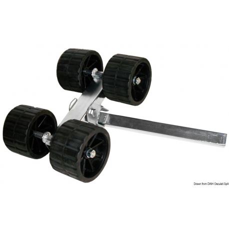 Soporte con 4 rodillos basculantes universales Ø 120 mm.