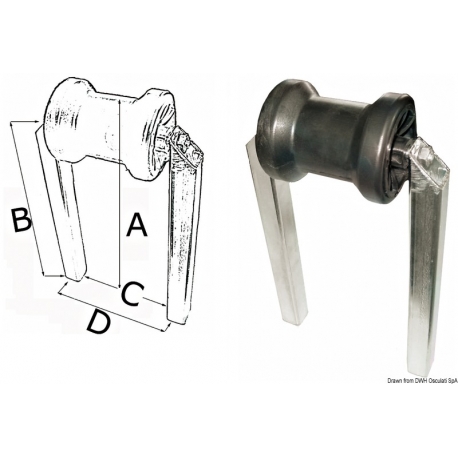 Soporte con rodillo fijo 150 mm.