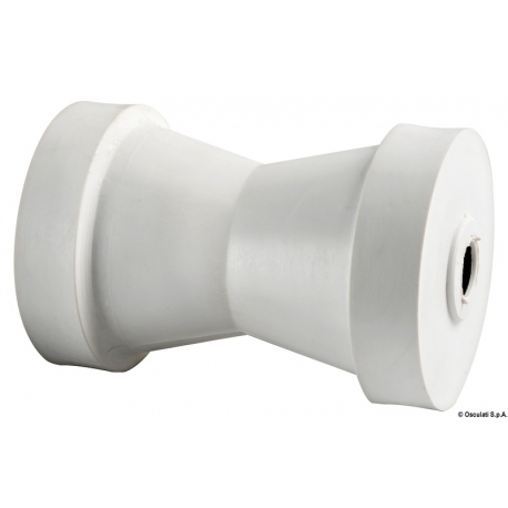 Single handle roller 130 mm. ⌀ 80 mm. white with Ø 16 mm hole.