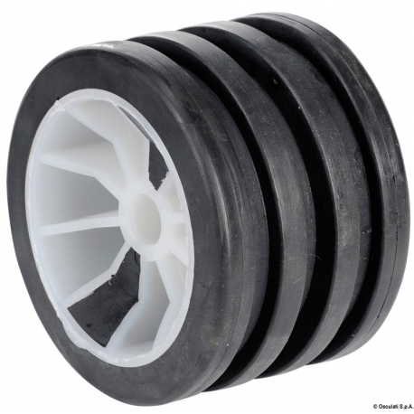 Einseitige Rolle 76 mm. ⌀ 105 mm. schwarz mit Ø 14,5 mm Loch.