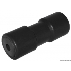Einzelne Kielrolle 200 mm. Ø 75 mm. Schwarz mit Ø 17 mm Loch.