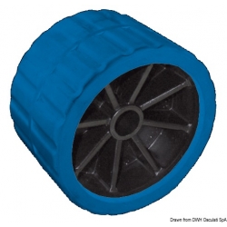 Enkelzijdige rol 75 mm. ⌀ 120 mm. blauw met Ø 15 mm gat.