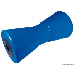 Einzelne Kielrolle 200 mm, Ø 95 mm, blau mit Ø 21 mm Loch.