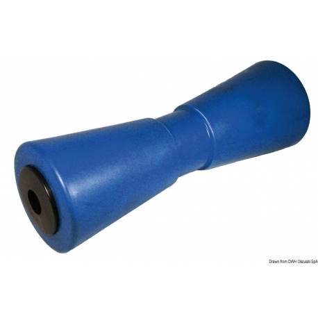 Rullo singolo reggichiglia 286 mm. Ø 93,5 mm. blu con foro da Ø 21 mm.
