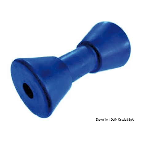 Rullo singolo reggichiglia 190 mm. Ø 95 mm. blu con foro da Ø 25 mm.