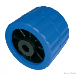 Rouleau latéral simple de 75 mm. ⌀ 100 mm. bleu avec trou de Ø 15 mm.