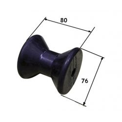 Rodillo simple universal 80 mm. Ø 76 mm. negro con agujero Ø 14 mm.